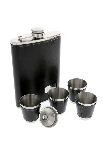 GiftExpress Personalized Bottle with 4 Brown Glasses