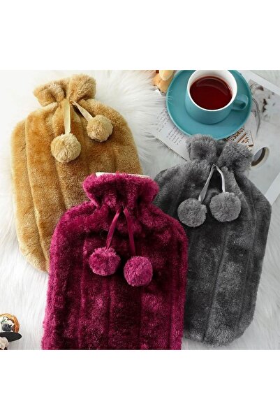 OLİNEA Olinea® 2 Litre Ponponlu Peluş Sıcak Su Torbası 1.Sınıf Kauçuk Malzeme