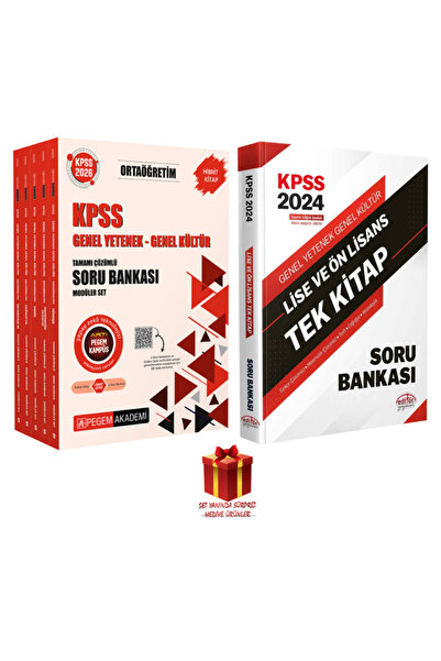 Pegem Akademi Yayıncılık 2026 KPSS Ortaöğretim- Ön Lisans Modüler Soru Bankası+ Editör Tek Kitap Soru Bankası+ Hediye