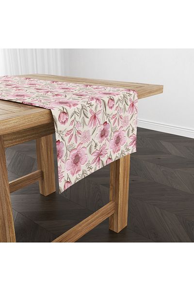 Filamente Runner imprimat digital - Motiv floral de primăvară - aspect broderie - 140x40 cm