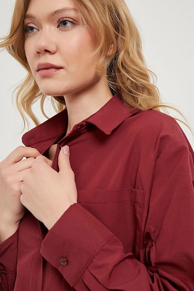 Arma Life Cămașă oversize de damă, roșu Claret, cu buzunare cu fundă