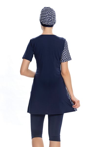 REMSA Short Sleeve Semi Covered Hijab Swimsuit 204-02 Navy Blue
