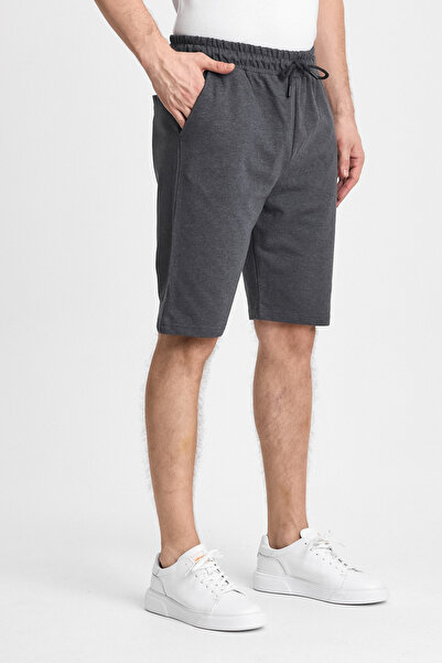 mmetalic Ανδρικό σορτς Anthracite - Κανονική εφαρμογή, χαλαρή εφαρμογή με ελαστική μέση στο πλάι