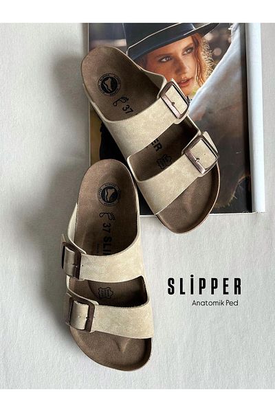 Zuum Women's Slippers with Slipper Buckle - Beige