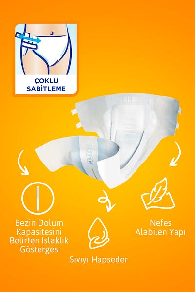TENA Proskin Slip Plus Waistband Patient Diapers, Medium Size (m), 6 Drops, 30 Packs8699114502559