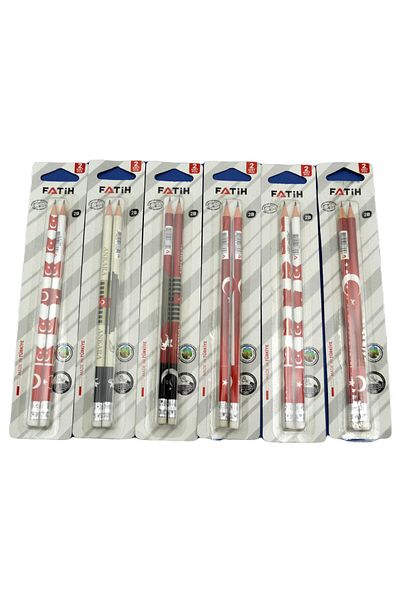 Fatih The 100Th of the Republic. Year Special Series 2B Round Pencil with Eraser 12 Pieces
