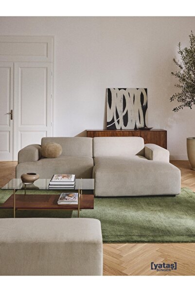 Mobilya Stant Most Mollista 2 Modül Sağ Köşe Koltuk Ekru Fitilli Kadife Kumaş...