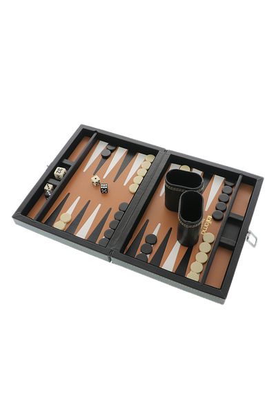 GiftExpress Exclusive mini backgammon game in eco-leather box 23cm