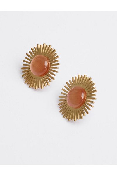 Jimmy Key Gold Color Sun Figured Elegant Earrings