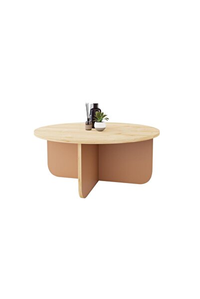 Bimossa Beca O4110 Orta Sehpa 80 Cm Safir Üst Tarçın Modern Salon Sehpası Orta Masa Dekoratif Sehpa