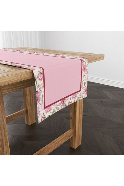Filamente Digital Printed Runner - Ανοιξιάτικο μοτίβο λουλουδιών - Κέντημα εμφάνιση - 140x40 cm