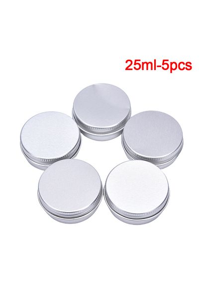 Choice 25ml-5pcs 5Pcs Aluminum Mini Round Tin Metal Container Bottles Storage Jar Screw Lids Box