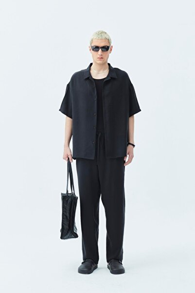 VAMOSCLO Basic Oversize Linen Suit Black