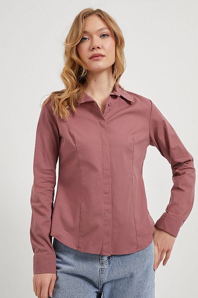 Arma Life Cămașă pentru femei, cu mânecă lungă, strânsă, Dusty Rose