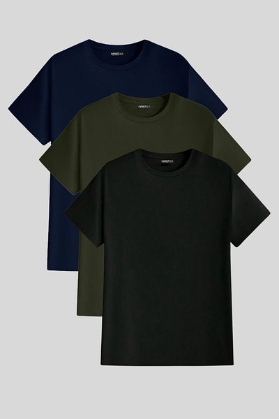 GENIUS STORE Men's T-Shirt Standard Fit Basic Crew Neck T-Shirt Basic-Manless3