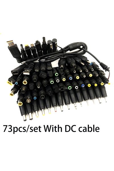 Choice مجموعة من 73 قطعة من قابس الطاقة العالمي DC 5.5 × 2.1 مم 2.5 مم رأس DC مقبس شاحن إلى قابس محول الطاقة لـ Not