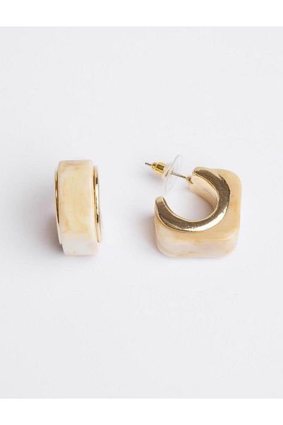 Jimmy Key White Marble Pattern Elegant Earrings