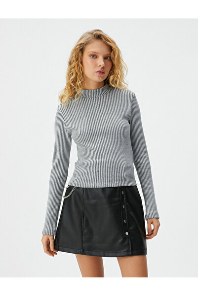 Koton Roláková halenka Košilka Kovový vybledlý efekt Slim Fit s dlouhým rukávem