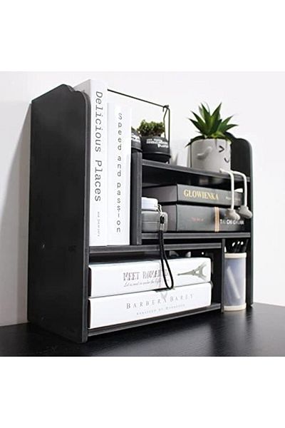 Generic Small Desktop Bookshelf, Mini White Office Desk Shelves, Versatile Organizer For Women & Kids
