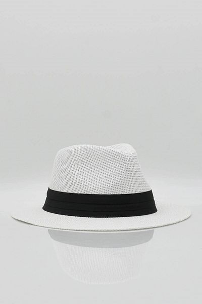 Külah Men's Straw Beach Hat Summer Sombrero - White