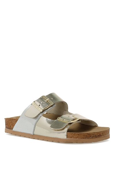 Nine West شبشب مسطح نسائي ذهبي من Defe 3fx