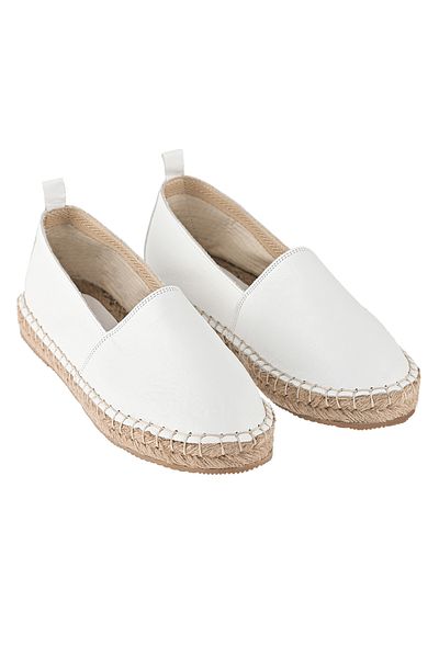 Moosefield Espadrile de damă albe din piele naturală lucrate manual