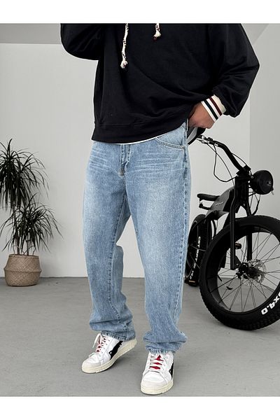 BYBASICMAN Light Blue Washed Baggy Pants Gj-16668/16713