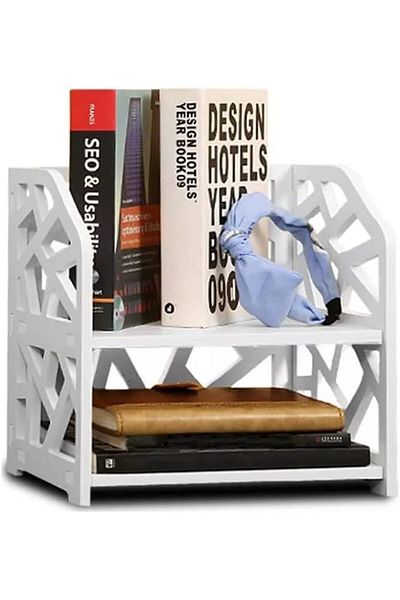 Generic Small Desktop Bookshelf For Storage, Made From Pvc, Compact Organizer For Office Or Home