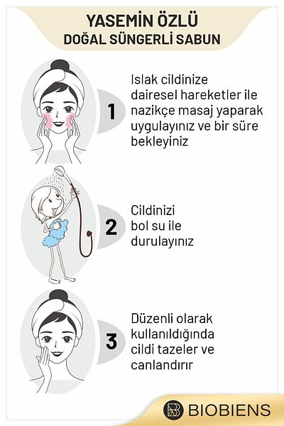 Biobiens الاستحمام بخلاصة الياسمين وصابون إسفنجي طبيعي خاص للبشرة