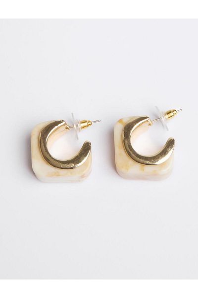 Jimmy Key White Marble Pattern Elegant Earrings