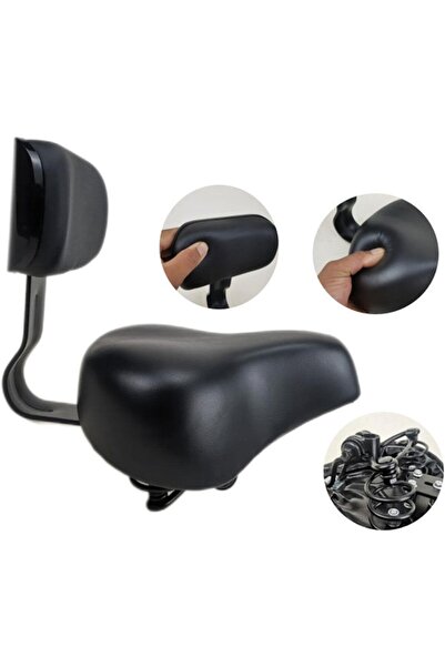 Streak Bisiklet Sırt Destekli Sele Koltuğu Arkalıklı Ayarlamalı Geniş Elektrikli Koltuk Selesi Siyah