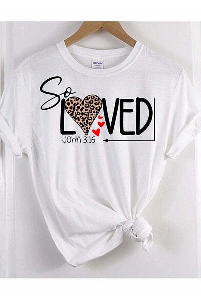 PENTHİLUS "Jesus Loved Easter John" Leopard Heart Printed T-Shirt