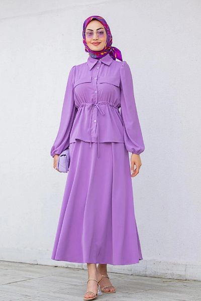 Tesettür Diyarı Women's Şule Skirt Suit-Lilac