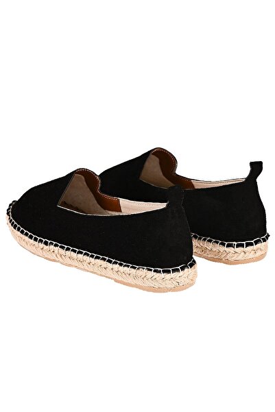 NOOSY Women's Black Genuine Leather Handmade Espadrille