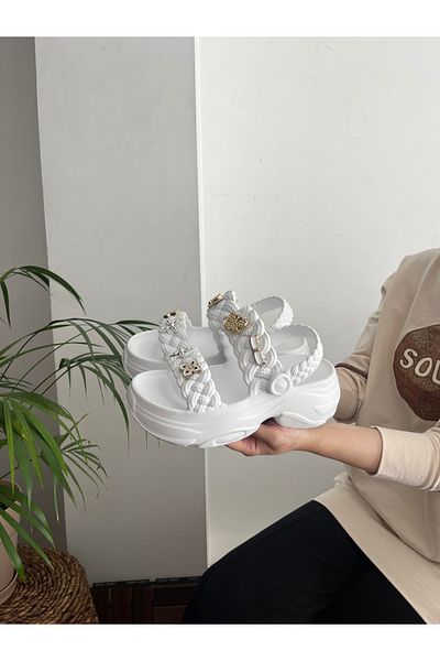 Behtah Kundura High Thick Sole Stone Stylish Design Open Front Soft Daily Slippers Sandals