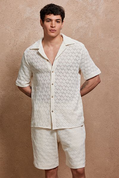 Dear Deer Natural Cotton Knitwear Shirt & Shorts Set