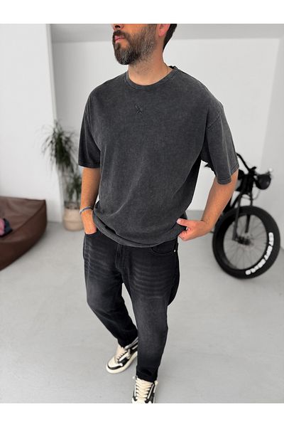BYBASICMAN Black Washed Oversize T-Shirt Bs-008