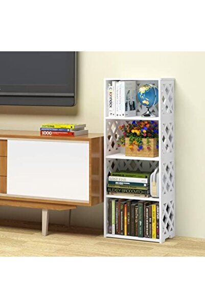 Generic White 5-Tier Small Bookshelf – 4-Shelf PVC Organizer for Bathroom, Bedroom, Living Room, Kids Room