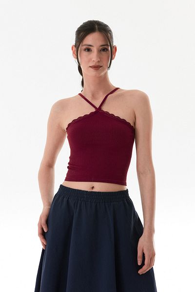 Fulla Moda Ribbed Cross Strap Crop Body