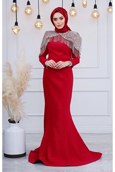 White Corner Abiye 2420 Bordo