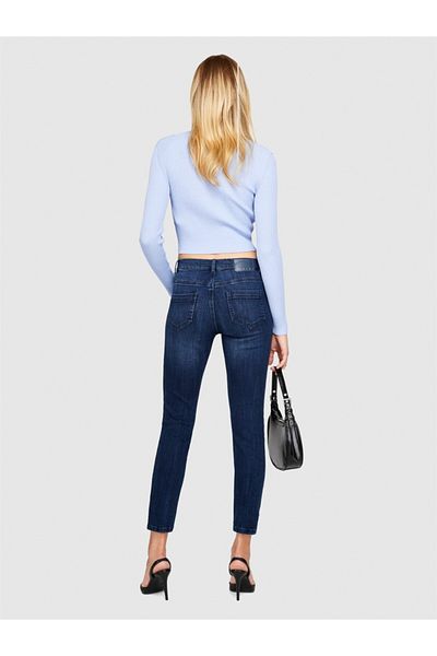Sisley Pantaloni de denim pentru femei, cu talie înaltă, cu picioare drepte, skinny, albastru 44PMLE01K