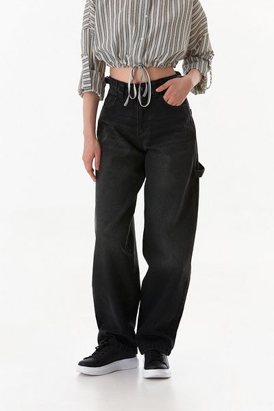 Fulla Moda Baggy Jeans with High Waist Buckle