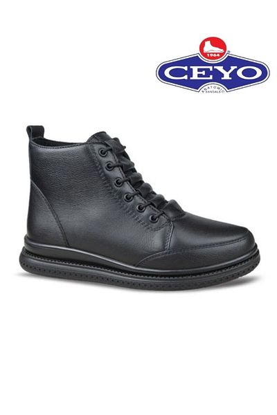 Ceyo Γνήσιο δέρμα Πλήρες Ορθοπεδικό Ψυχρό Αντιολισθητικό Φερμουάρ και Λαστιχένια Δαντέλα Γυναικείες Μπότες 24040