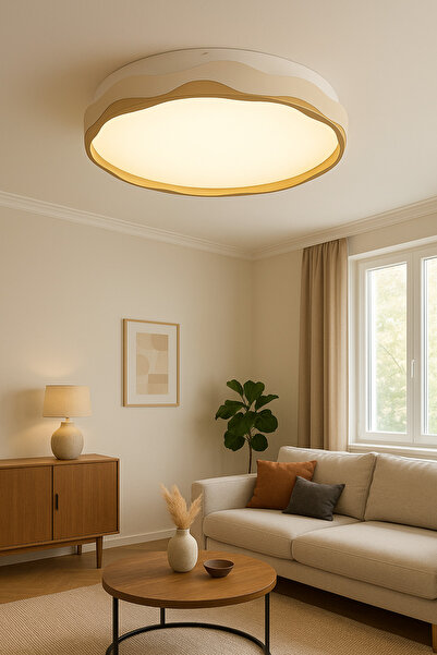 Lambadar Beramus Model Özel Tasarım 42 Cm Büyük Boy Modern 3 Renk(BEYAZ-GÜN IŞIĞI-SARI) Plafonyer Led Avize