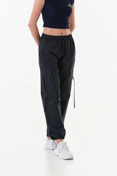 Fulla Moda Elastic Waist Parachute Fabric Jogger Pants with Stopper