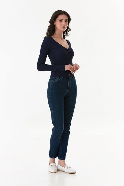 Fulla Moda Buttoned V-Neck Corded Cardigan