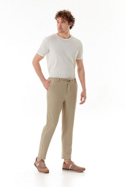 Fulla Moda Παντελόνι Jogger από ύφασμα βάφλα με δεμένη μέση