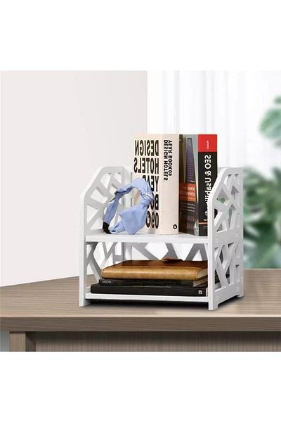 Generic Small Desktop Bookshelf For Storage, Made From Pvc, Compact Organizer For Office Or Home