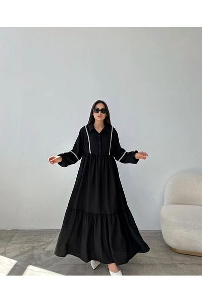 Swan Woman ROCHIE DETALIE DENTELA DE LENJIERA PERA NEGRA