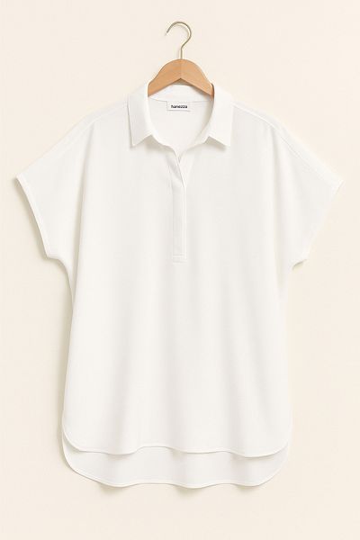 Hanezza Bluză pentru femei de mărime mare - guler polo cu jumătate de mânecă cu design elegant și țesătură Jesica